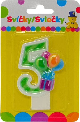 Narodeninová sviečka číslo 5 s balónikmi