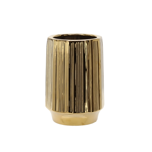 Keramický obal na kvetináč 22 × 22 × 32,5 cm – zlatý pruhovaný