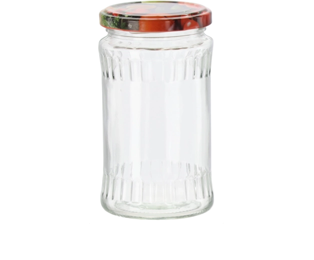 Sklenená zaváracia nádoba 370 ml so skrutkovacím dekoratívnym viečkom 66 mm