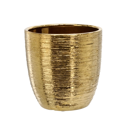 Keramický obal na kvetináč 25 × 25 × 25 cm zlatý