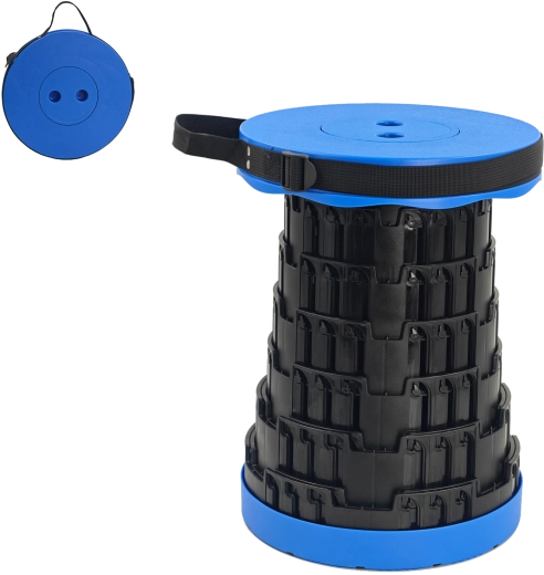 Teleskopická skladacia stolička modrá (7–45 cm)