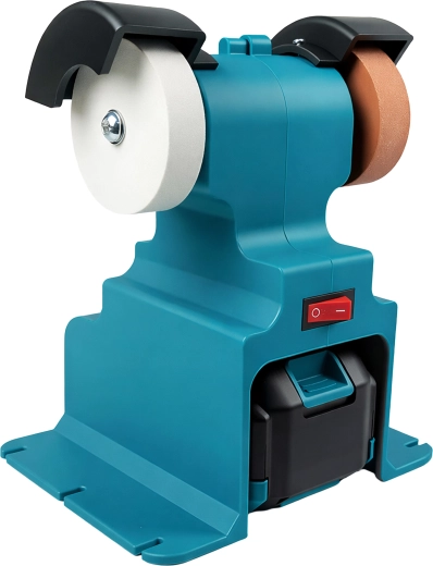 Akkumulátorová stolná brúska s dvojitým kotúčom, 2× batéria