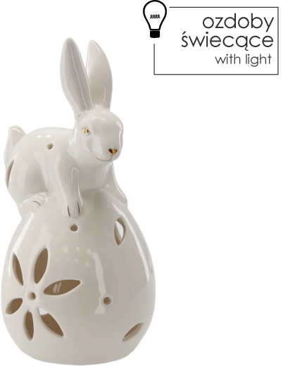 Veľkonočný keramický zajačik na vajíčku s LED