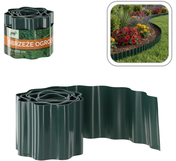 Záhradný obrubník 10 × 600 cm zelený