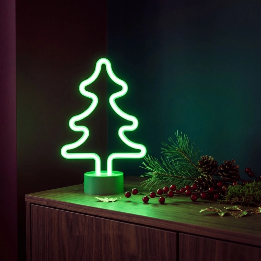 Neónová LED lampa v tvare vianočného stromčeka