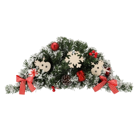 Závesný vianočný veniec 60 cm bielo‑červený