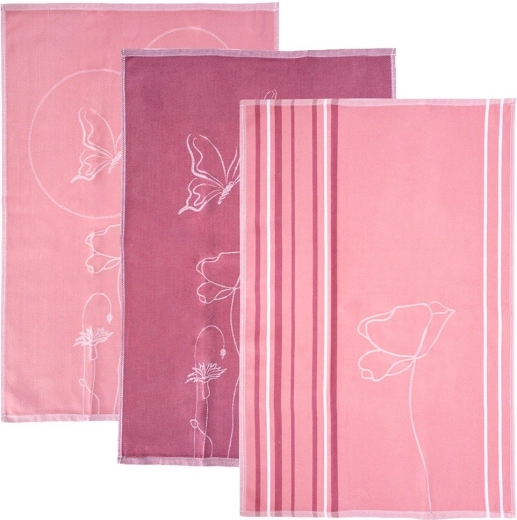 Bavlnené kuchynské utierky Maki ružové 70 × 50 cm – 3 ks
