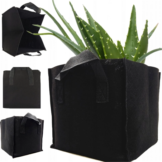 Textilný pestovateľský vak z tkaniny s úchytmi 26,5 l, čierny