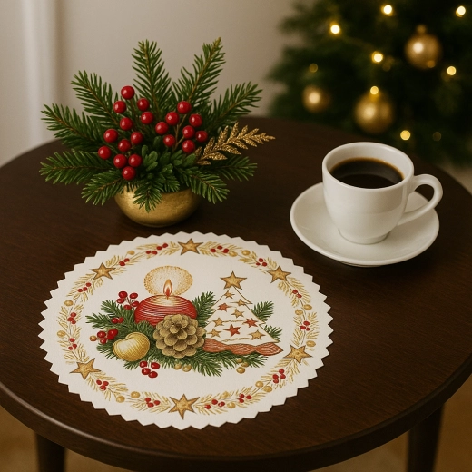 Okrúhle vianočné papierové prestieracie obrúsky 36 cm (6 ks)