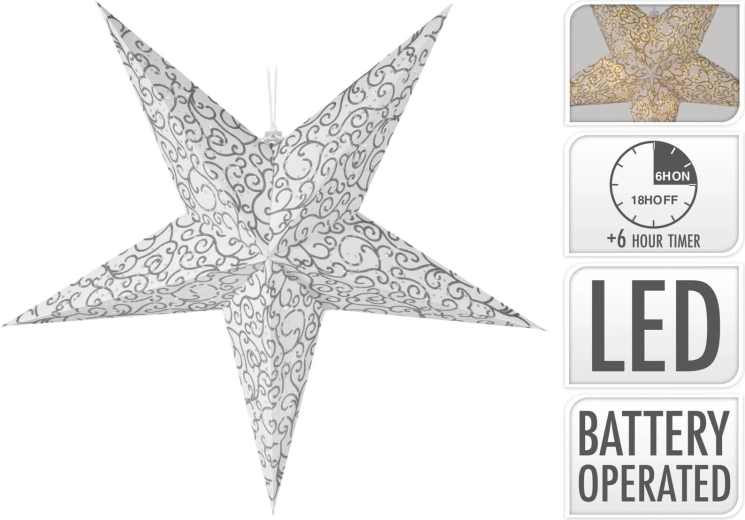 Skladacia svetelná hviezda 60 cm s LED a časovačom