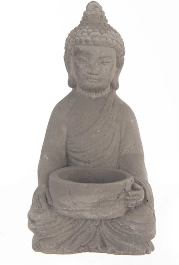 Cementový svietnik Budha 8 × 16 cm