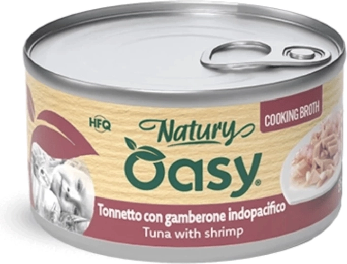 Oasy vývar s tuniakom a krevetami pre mačky 85 g