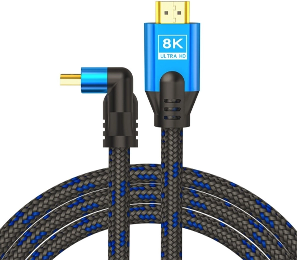 HDMI kábel v2.1 uhlový 1,8 m 8K Ethernet 24k pozlátené konektory modro-čierny