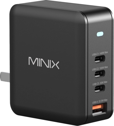 Minix nástenná GaN nabíjačka 165 W (3× USB‑C, 1× USB‑A)