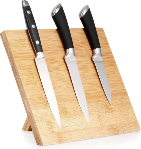 Bambusový magnetický stojan na nože 24 × 21 cm