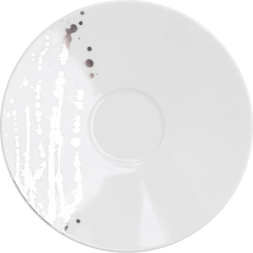 Splendor biely tanierik (podšálka) 16 cm s platinovým dekorom