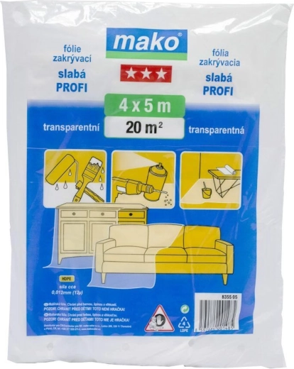 Krycia fólia PROFI 4 × 5 m, 12 µm, transparentná HDPE