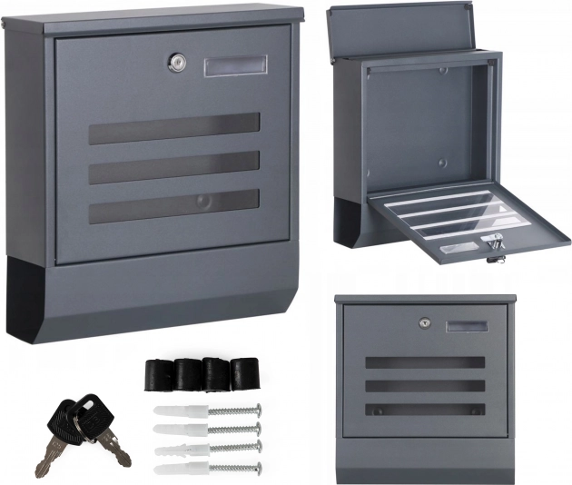 Poštová schránka s novinovým tubusom ModernHome, pozinkovaná oceľ, antracit