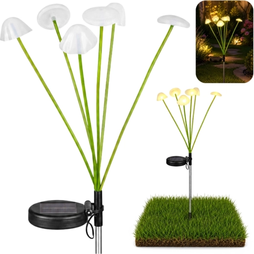 Solárna záhradná dekoratívna lampa grzybki LED s teplým svetlom 70 cm