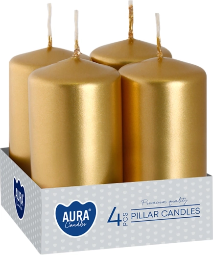Adventné sviečky metalické zlaté lesklé 80 × 40 mm – 4 ks