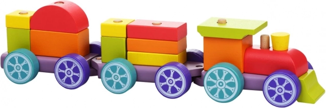 Dúhový vlak s dvoma vozňami - drevená skladačka