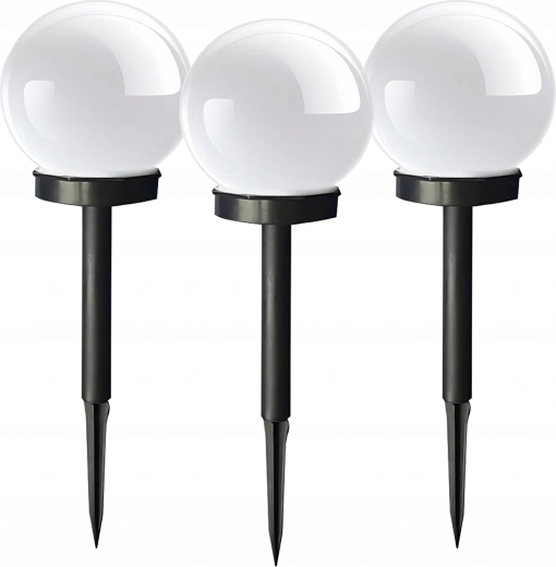 Solárne záhradné lampy gule na zapichnutie, 3 ks