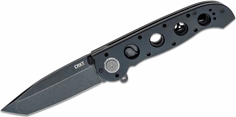 CRKT M16-04DB Tanto vreckový nôž 9,9 cm, Black Stonewash, čierny hliník