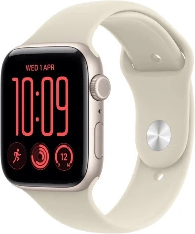 Apple Watch SE 3 GPS + Cellular 40 mm hliníkové puzdro vo farbe mesačného svitu s pieskovým športovým remienkom S/M