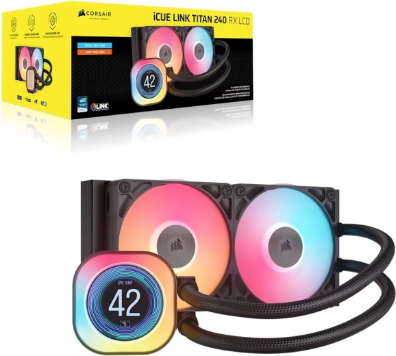 Corsair iCUE Link Titan 240 RX RGB AIO vodné chladenie procesora 240 mm s LCD