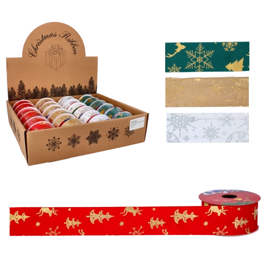 Vianočná dekoratívna stuha 3,8 cm × 2,7 m – mix farieb