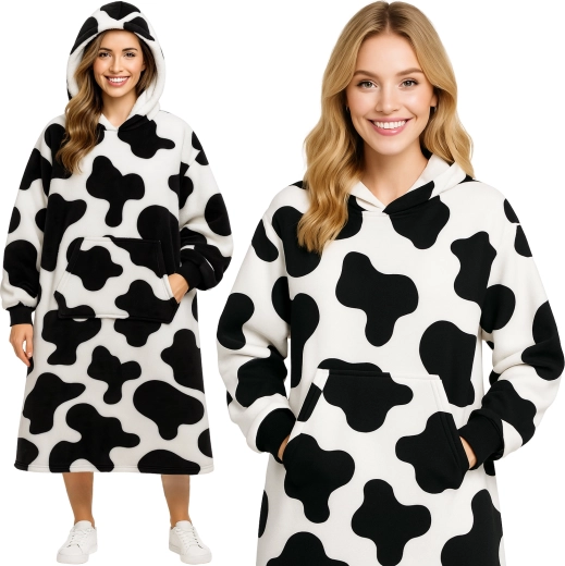 Ruhhy oversize mikino-deka s kapucňou XXL čierno-biela