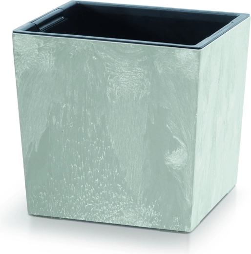 Kvetináč Urbi Square Low Beton Effect s vložkou 30 cm – betónová sivá