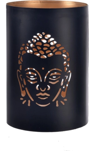 Kovový svietnik Buddha čierno-zlatý