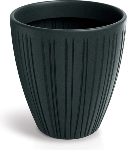 Ryhovaný kvetináč Fero Round 40 cm tmavosivý