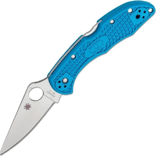 Spyderco Delica 4 modrý EDC zatvárací nôž s plochým výbrusom, VG-10, Satin