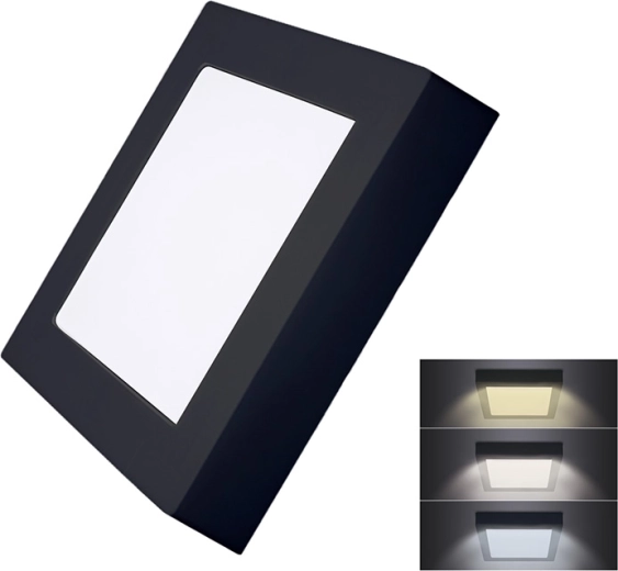 Solight LED mini panel CCT prisadený štvorcový 12 W čierny