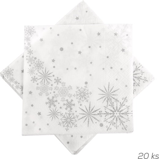 Papierové obrúsky s motívom hviezd a vločiek 33 × 33 cm (20 ks)