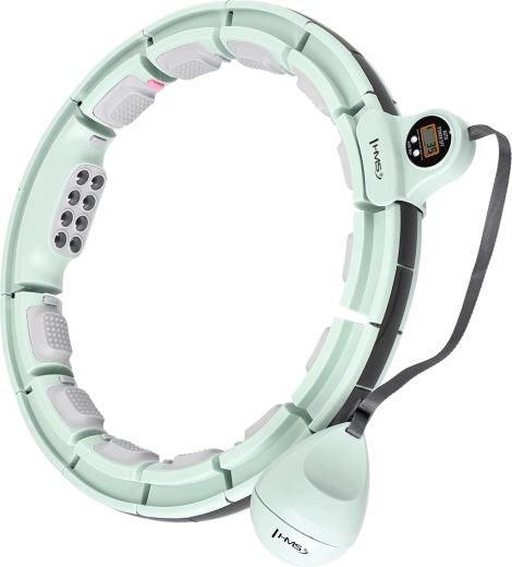 Masážny hula hoop so závažím, magnetmi a počítadlom HMS HHM13 – zelený