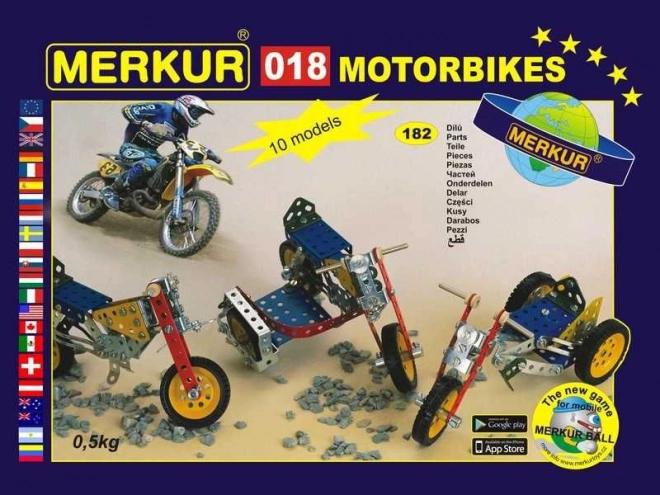 Merkur motorky – kovová stavebnica 174 dielov, až 10 modelov
