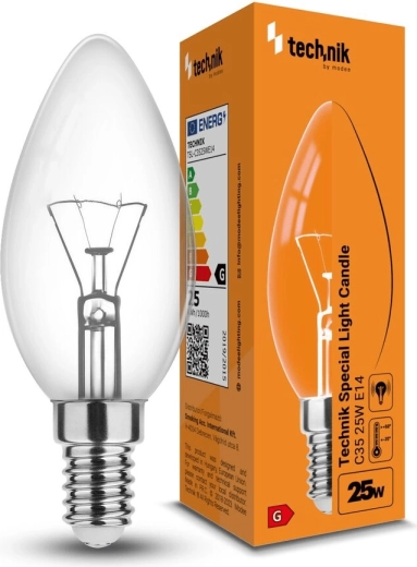 Špeciálna žiarovka sviečka C35 25W E14 teplá biela