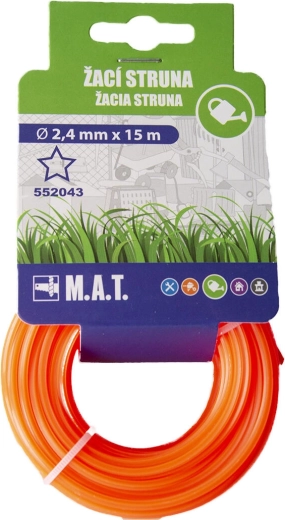 Náhradná vyžínacia struna 2,4 mm hviezda, 15 m – tmavo oranžová nylonová