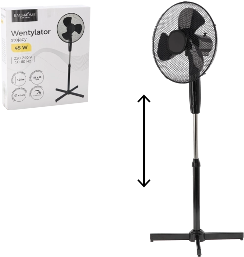 Stojanový ventilátor čierny 45 W
