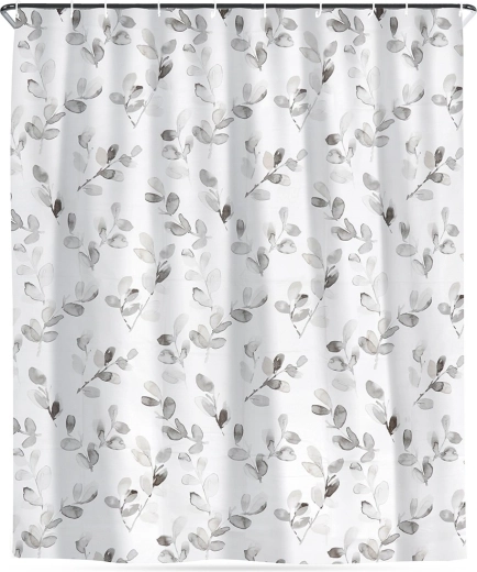 Sprchový záves s háčikmi, vodoodolný, rastlinný motív 180 × 180 cm
