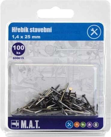 Stavebné klince 25 × 1,4 mm, 100 ks