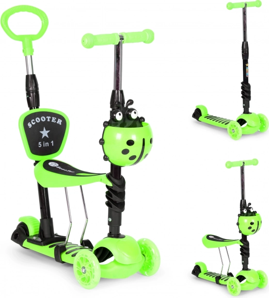 Detská trojkolka so svietiacimi kolieskami 3v1 - zelená ECOTOYS