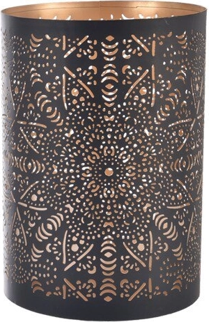 Kovový svietnik Mandala čierno-zlatý 12 cm