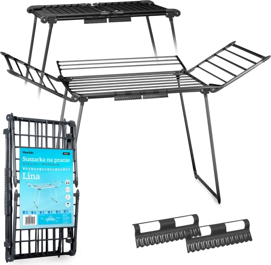 Rozkladací stojanový sušiak na prádlo Massido Lina 22 m, čierna