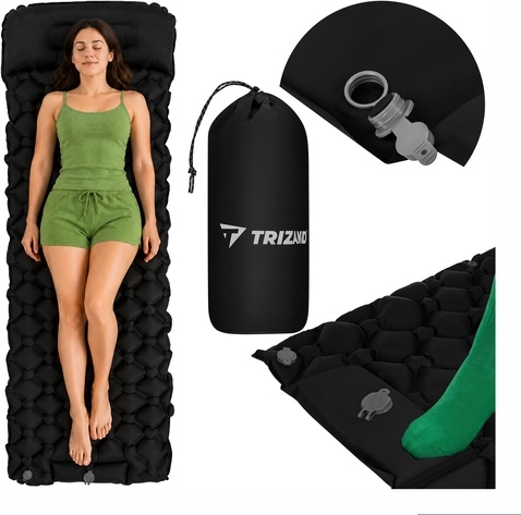 Samonafukovací turistický matrac pre 1 osobu Trizand 190 × 60 cm s nožnou pumpou a obalom