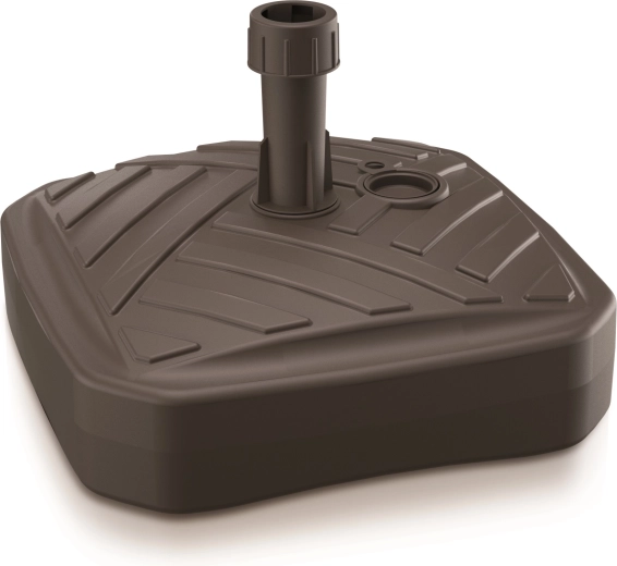 Podstavec pod slnečník hranatý 39 × 39 cm, farba umbra, imitácia ratanu, plniteľný 12 l