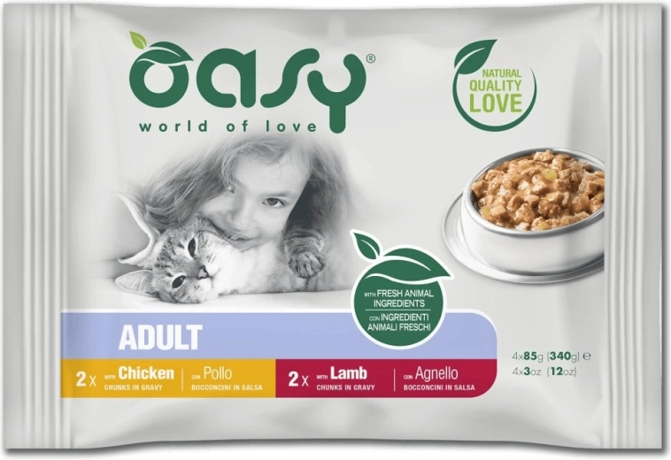 Oasy kapsičky pre mačky v omáčke – mäsový výber 4×85 g
